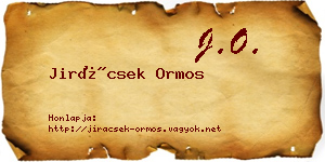 Jirácsek Ormos névjegykártya
